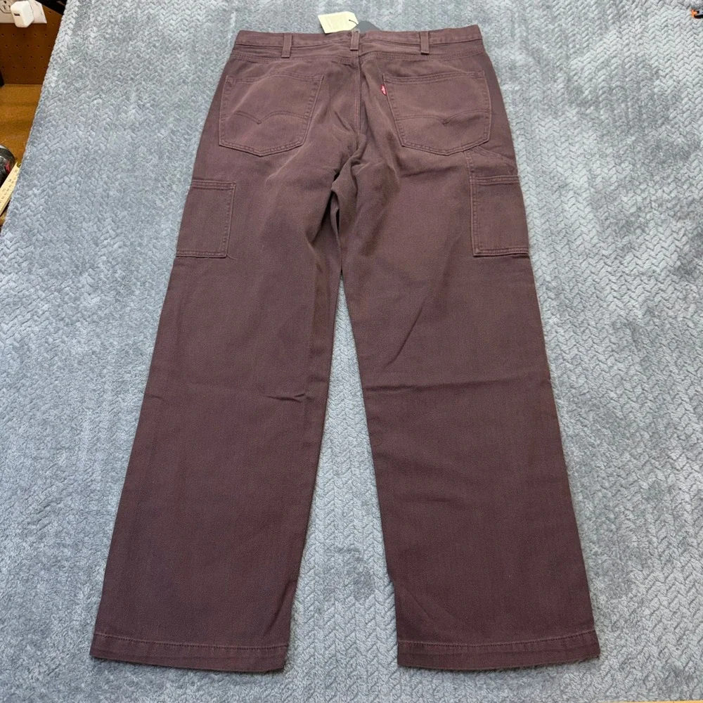 NWT Levi's Stay Loose Carpenter Pants Mens 34x30 Relaxed Burgundy Herringbone